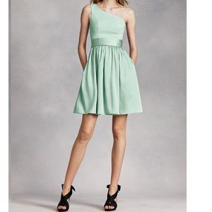 Vera Wang White Short OneShoulder Dress Satin Sash